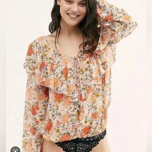 Free People  Say It To Me Bodysuit in Ivory Combo